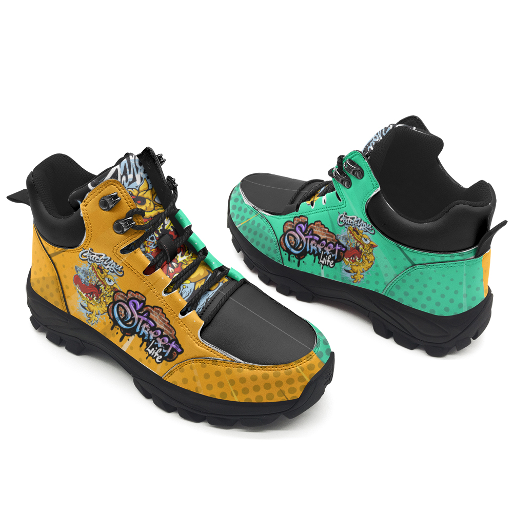 Cartoon monster with UFO Hiking Shoes