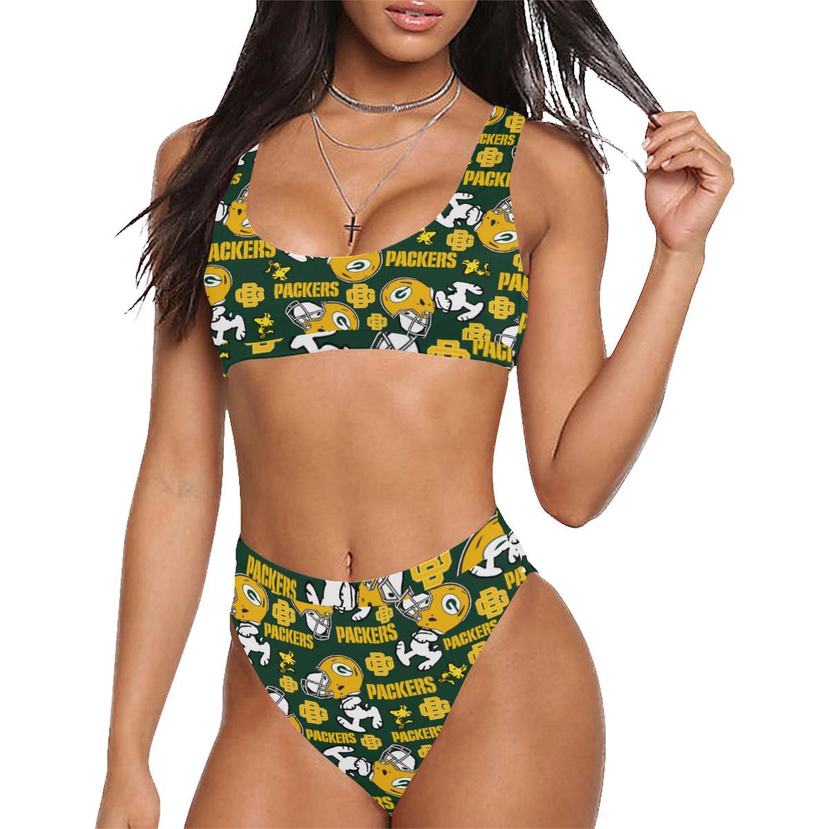 Green Bay Packers Sport Top & High-Waisted Bikini Swimsuit #2