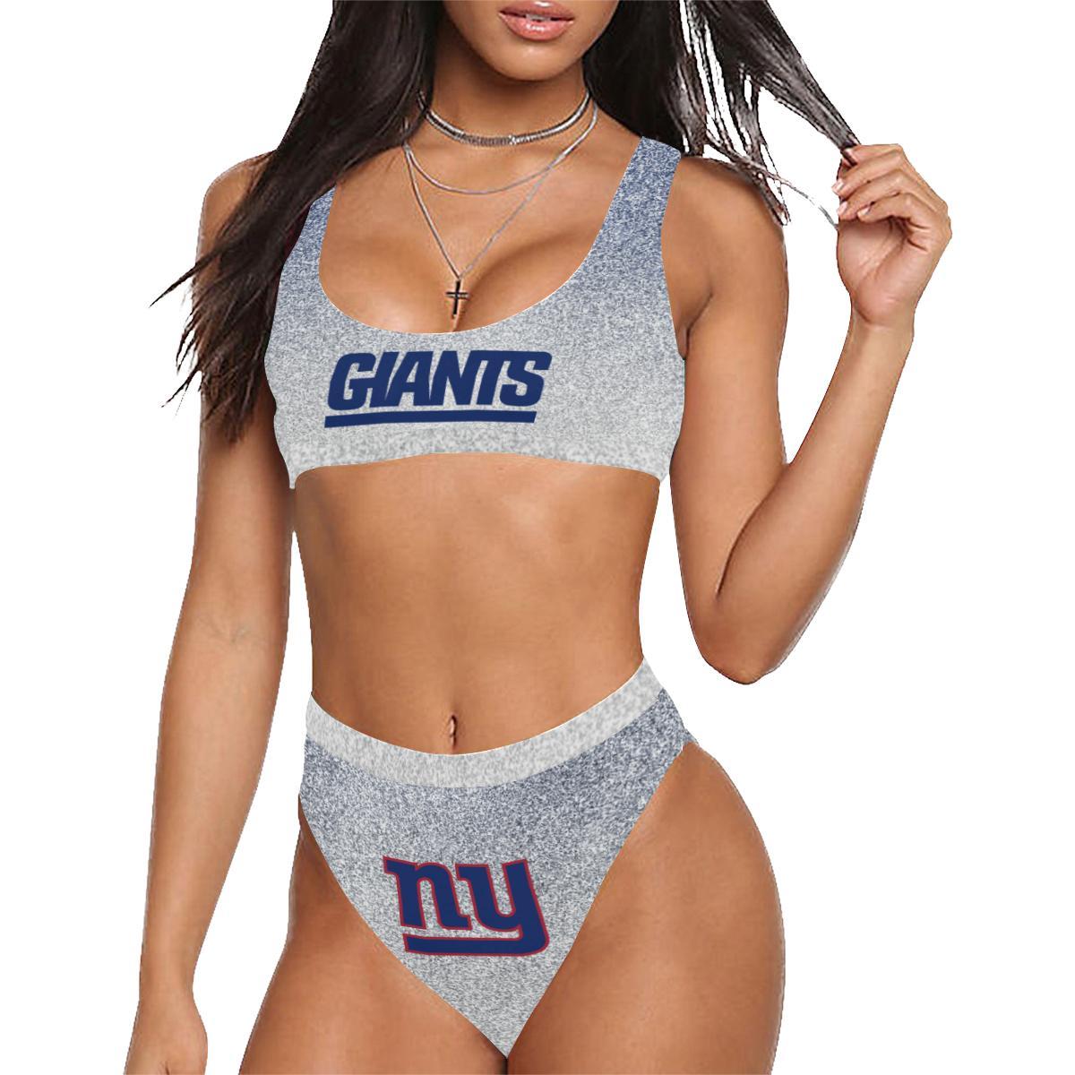 New York Giants Sport Top & High-Waisted Bikini Swimsuit Sport Top & High-Waisted Bikini Swimsuit