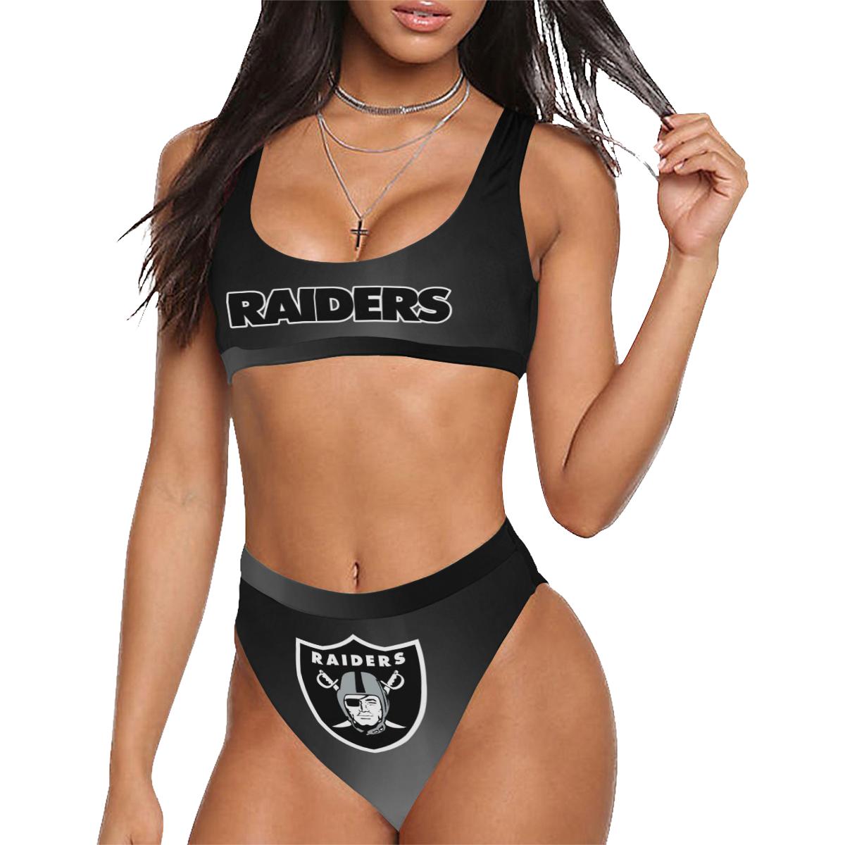 Oakland Raiders Sport Top & High-Waisted Bikini Swimsuit – Model S07