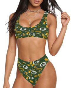 Green Bay Packers Sport Top & High-Waisted Bikini Swimsuit #1