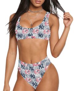 New York Yankees Sport Top & High-Waisted Bikini Swimsuit