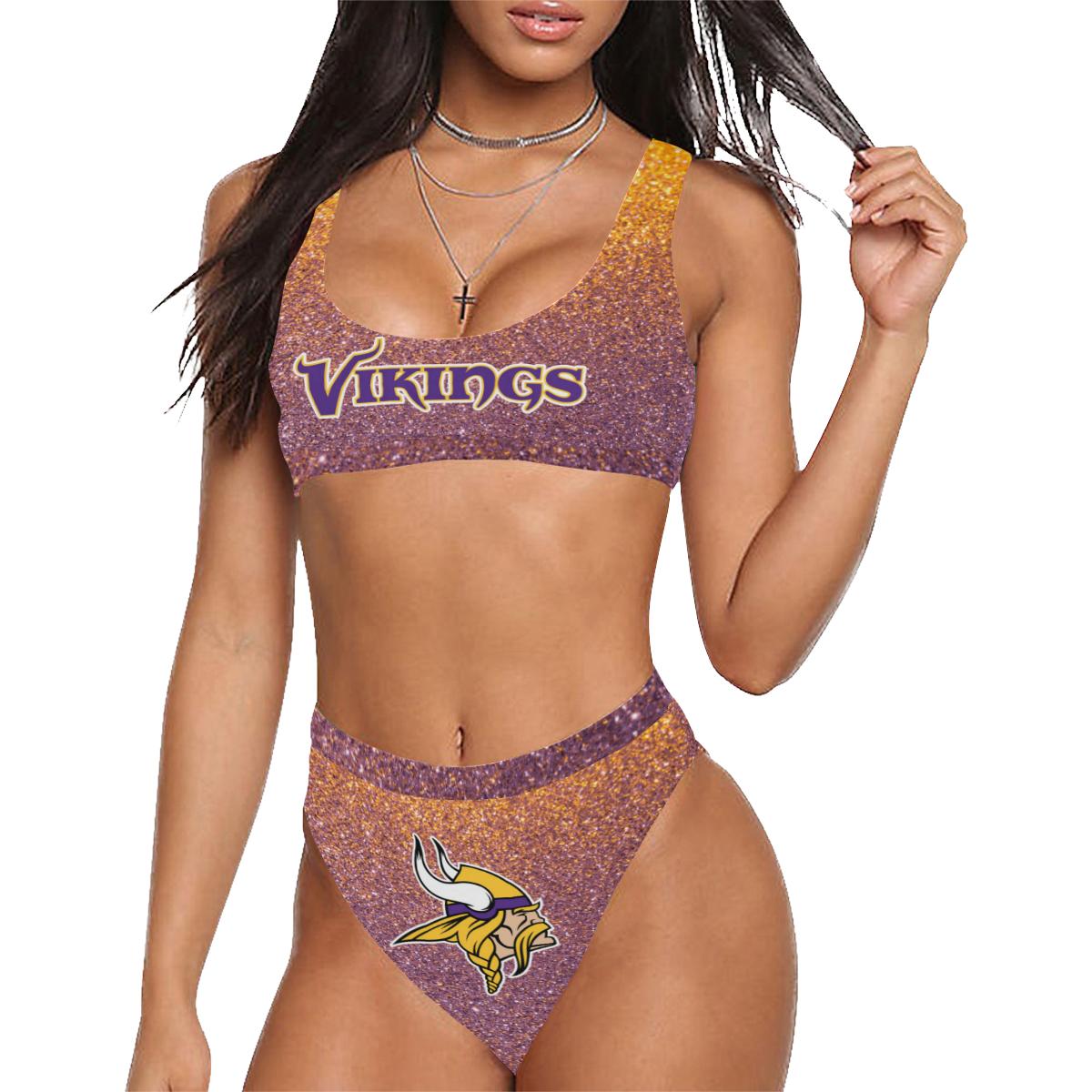 Minnesota Vikings Sport Top & High-Waisted Bikini Swimsuit – Model S07