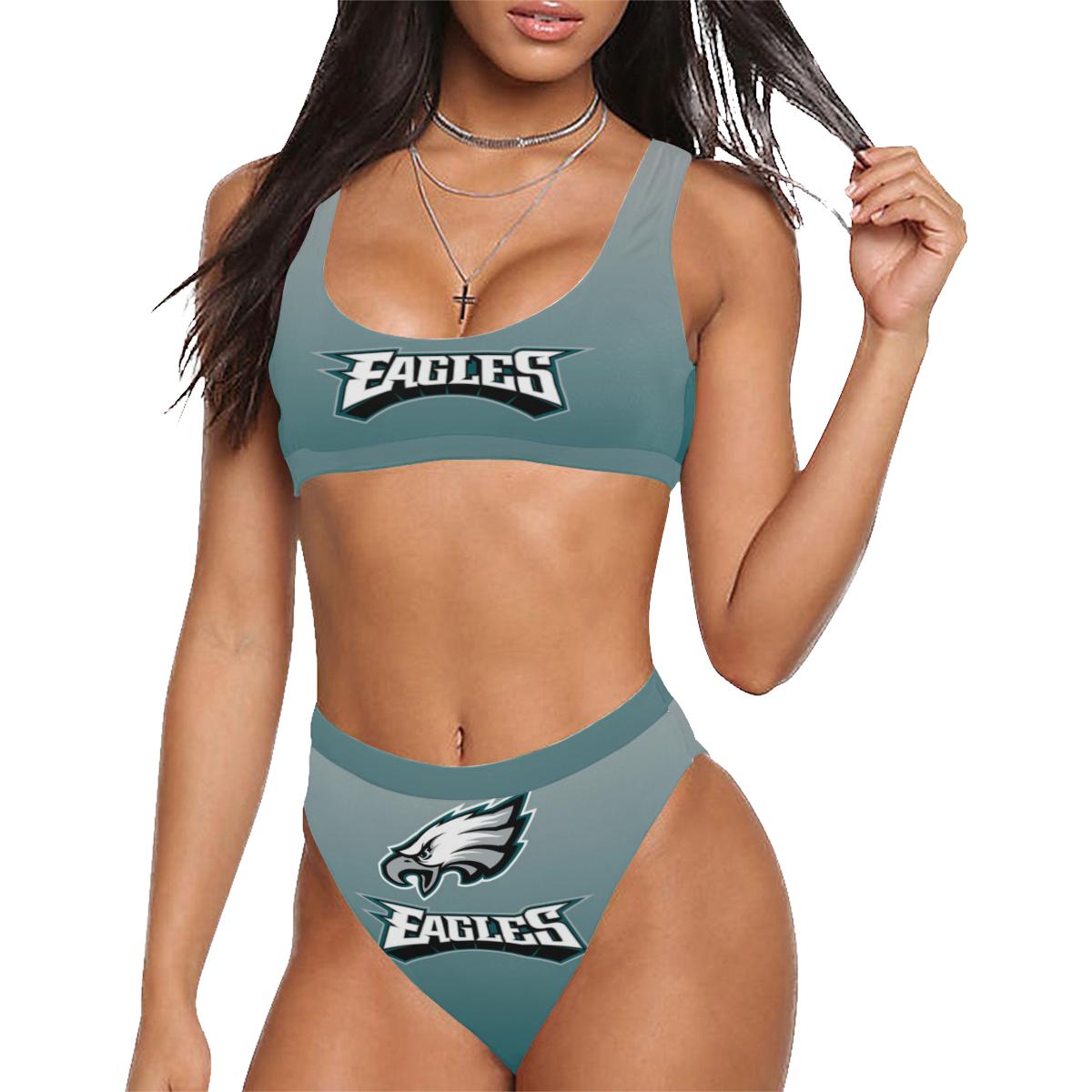 Philadelphia Eagles Sport Top & High-Waisted Bikini Swimsuit