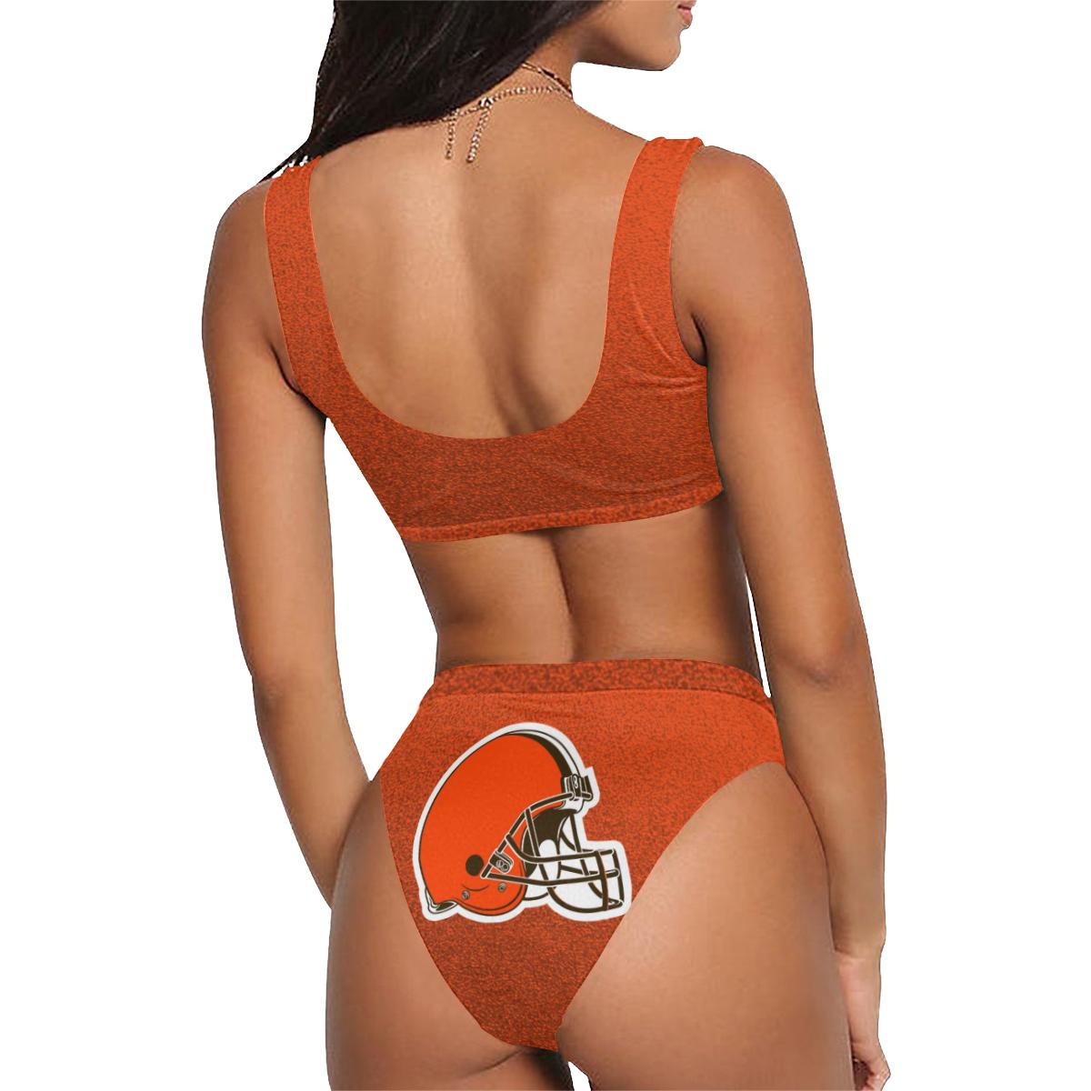Cleveland Browns Sport Top & High-Waisted Bikini Swimsuit – Model S07