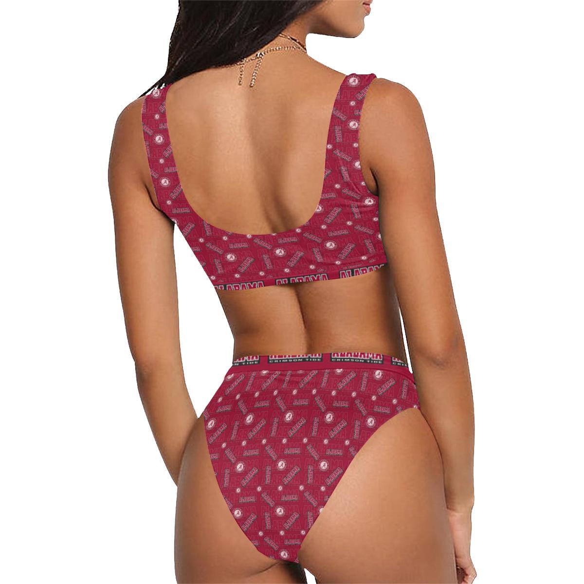 Alabama Crimson Sport Top & High-Waisted Bikini Swimsuit