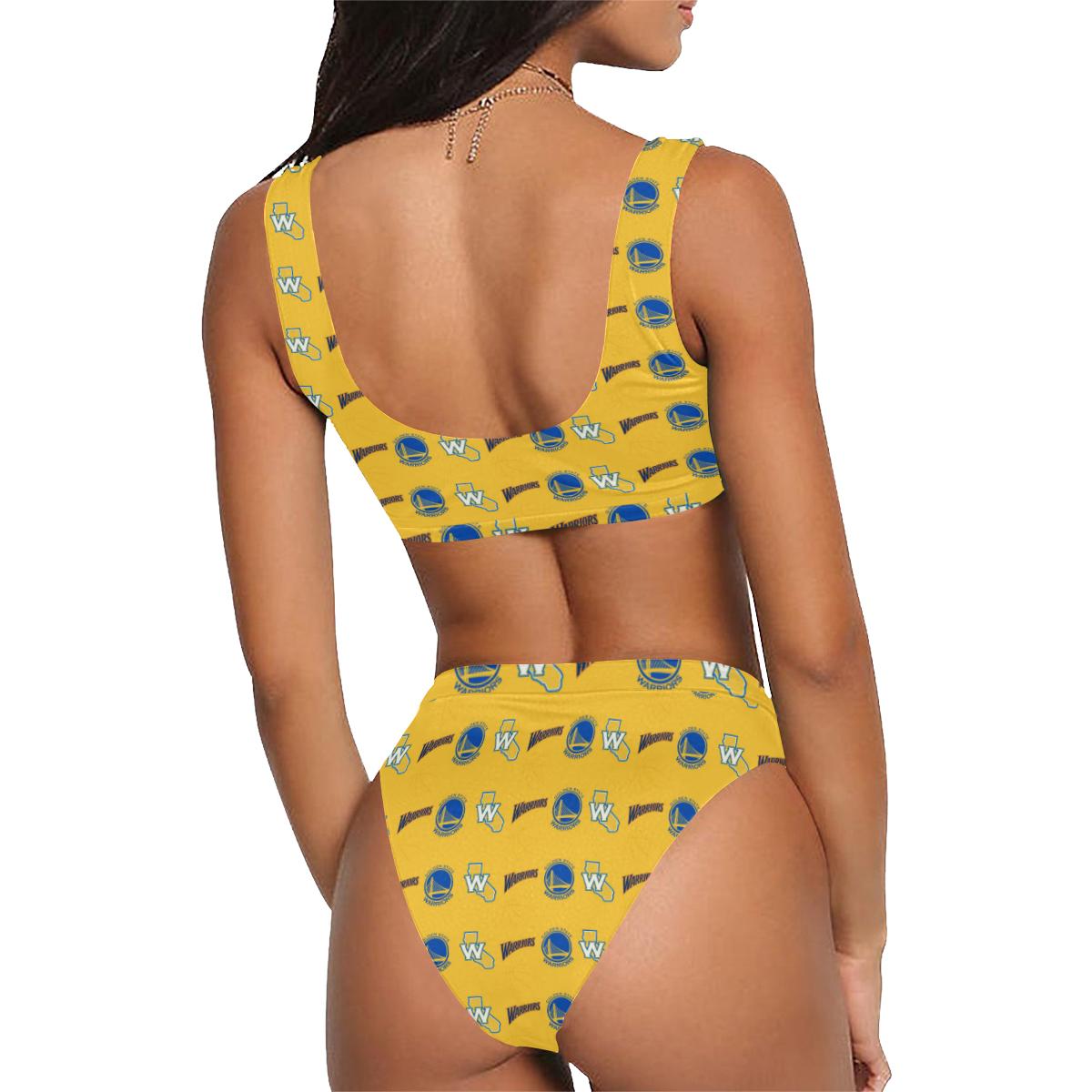Golden State Warriors Sport Top & High-Waisted Bikini Swimsuit (Model S07)