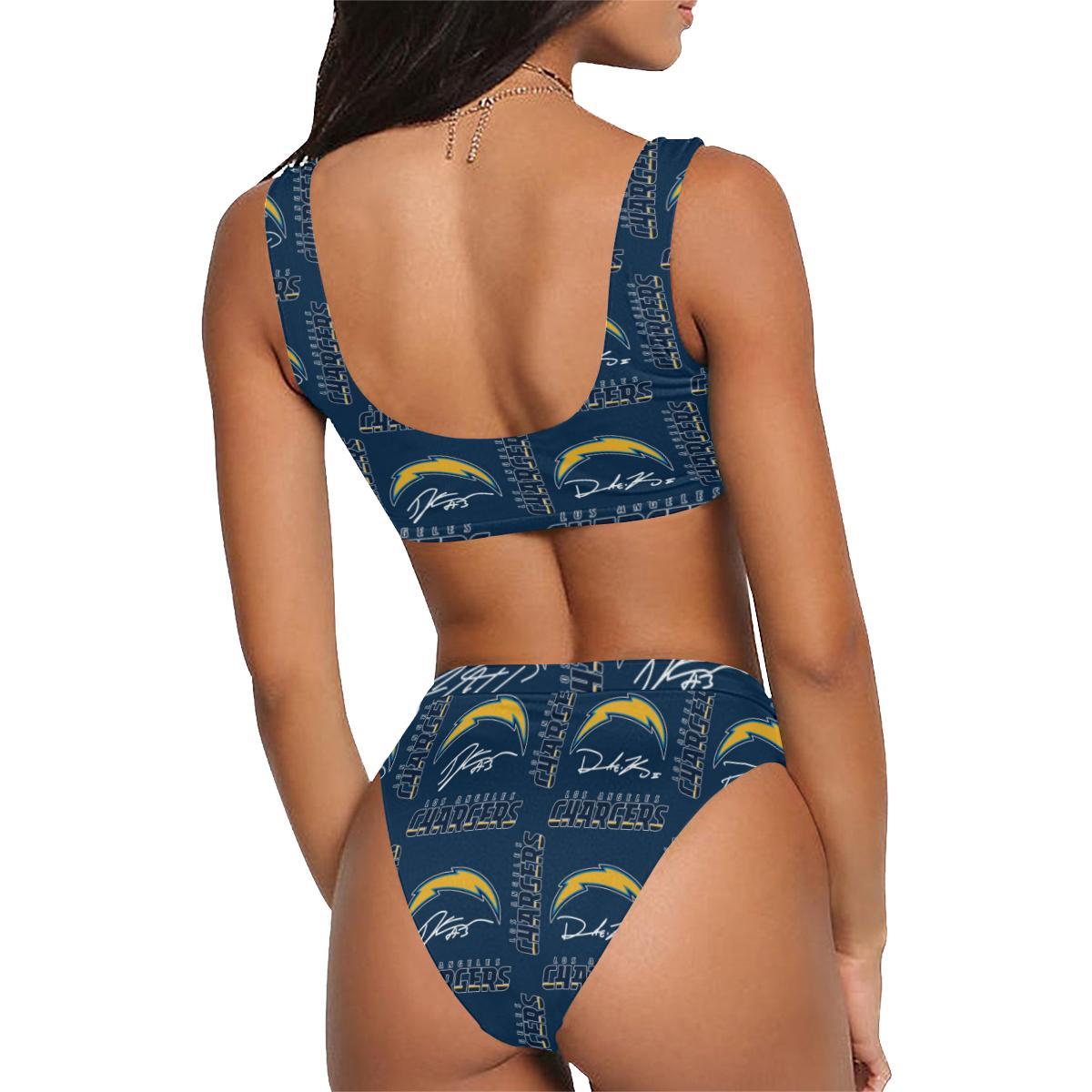 Los Angeles Chargers Sport Top & High-Waisted Bikini Swimsuit