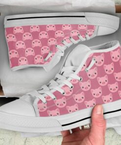 cute pink pig pattern print white high top shoes 04 600x600