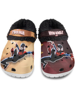 BLACK SPIDERMAN Fuzzy Slippers Clog