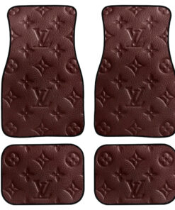 Brown LV Leather Car Floor Mats