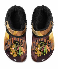 Chicago Blackhawks Fuzzy Slippers Clog