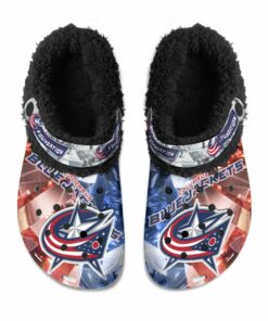 Columbus Blue Jackets Fuzzy Slippers Clog