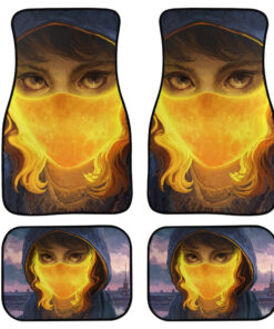 Girl With Fire Mask Car Floor Mats