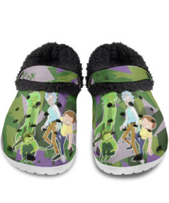 Green version of Rick _ Morty Fuzzy Slippers Clog