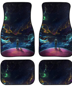 Man And Dog And Neon Space Car Floor Mats