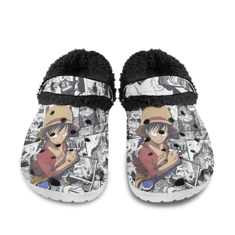 One Piece Artwork Fuzzy Slippers Clog