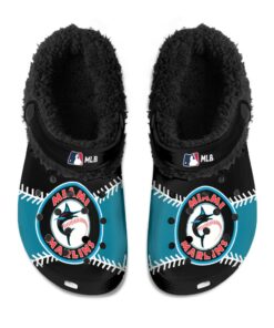 Miami Marlins Fuzzy Slippers Clog