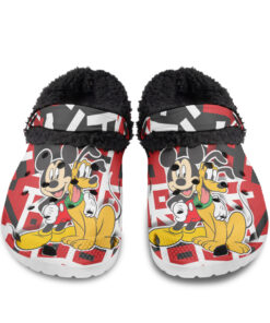 Mickey and Pluto Fuzzy Slippers Clog