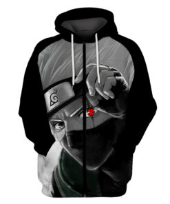 Naruto Kakashi Sharingan Zip Up Hoodie Jacket