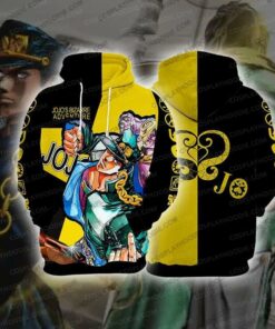 JoJo’s Bizarre Adventure Kujo Jotaro Yellow Cosplay Hoodie Jacket