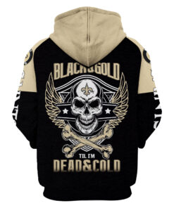 New Orleans Saints Black And Golden Retriever Till Im Dead And Cold Skull 3d Printed Hoodie