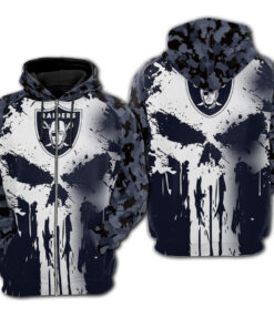 Oakland Raiders Skull Camo Pattern 3d Printed Hoodie 3d