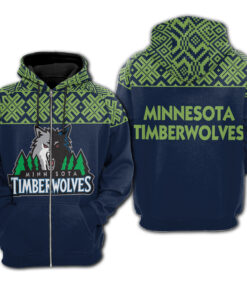 Minnesota Timberwolves Zip-Up Pullover 3D Hoodie