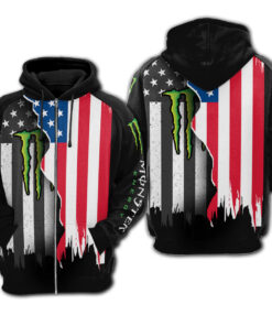 Monster Energy Ripped In American Flag 3d Printed Hoodie