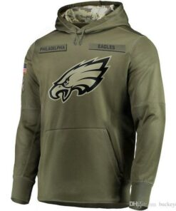 New Philadelphia Eagles Hoodies/Salute To Service,Camo Hooded Olive Green Premium Pullover Hoodies/Official Classic