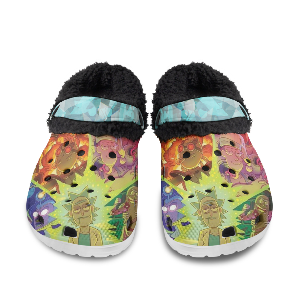 rick and morty art Fuzzy Slippers Clog