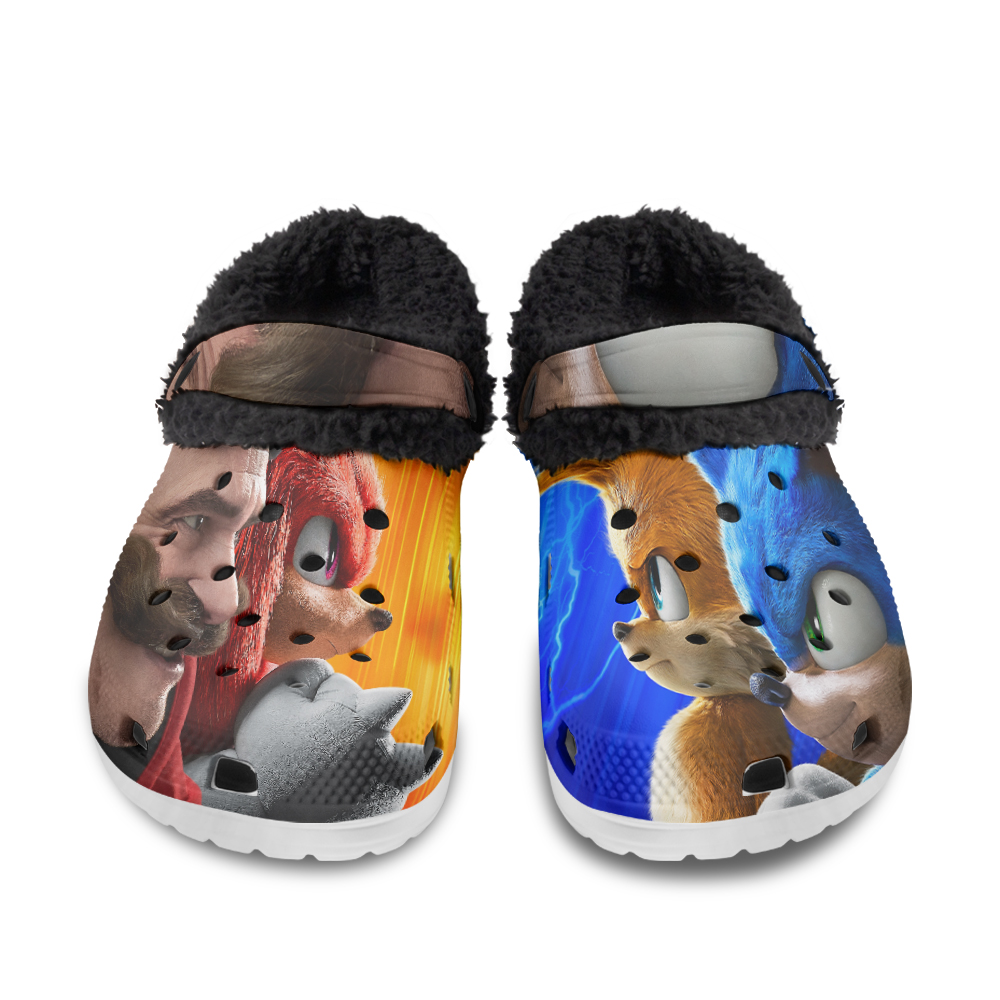 Sonic The Hedgehog x Knuckles The Echidna Fuzzy Slippers Clog