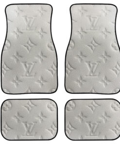 White LV Leather Car Floor Mats