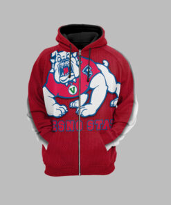 Ncaa Fresno State Bulldogs 2 Logo N Unisex 3D Printed Pull Over Zip Up Hoodie