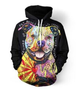 Pit Bulls Steal Your Heart 3D Hoodie, Pit Bulls Steal Your Heart 3D Hoodie