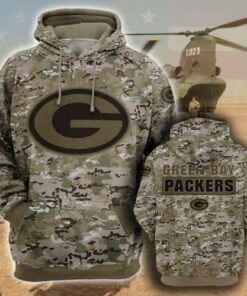 Green Bay Packers Camouflage Veteran 3d Hoodie