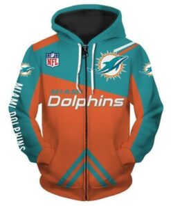 Miami Dolphins Zip-Up Pullover 3D Hoodie