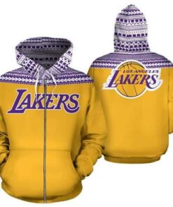 Lakers Zip-Up Pullover 3D Hoodie