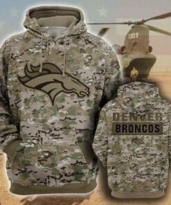 Denver Broncos Camouflage Veteran 3d Hoodie