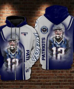 98HD085-New England Patriots Tom Brady Zip Up 3D Hoodies NFL – Celena Store