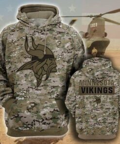 Minnesota Vikings Camouflage Veteran 3d Hoodie