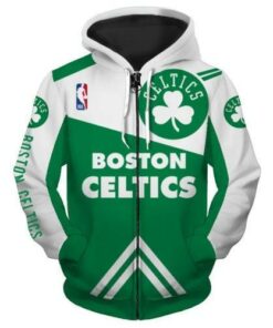 NBA Hoodies Print 3D Boston Celtics Hoodie Zip Up Sweatshirt Pullover