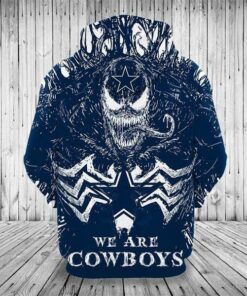 Officially Licensed N.F.L.Dallas Cowboys,Classic Venom Horror Movie Character & We Are Dallas Cowboys/Nice Detailed Premium Custom 3D Graphic Printed/All Over Printed Design,Premium Warm N.F.L.Dallas Cowboys Logo & Team Color Pullover Hoodies