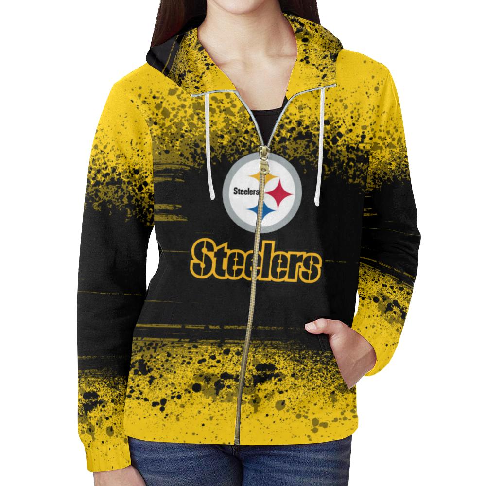 Pittsburgh Steelers Women’s All Over Print Full Zip Hoodie – Model H14