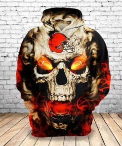 Men / Women Cleveland Browns 3D Skull Hoodie, Cleveland Browns Hoodie, NFL Cleveland Browns Apparel