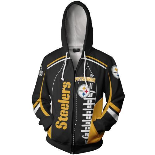 Men / Women Pittsburgh Steelers 3D Zipper Hoodie, Pittsburgh Steelers Zipper Hoodie, NFL Pittsburgh Steelers Apparel V4