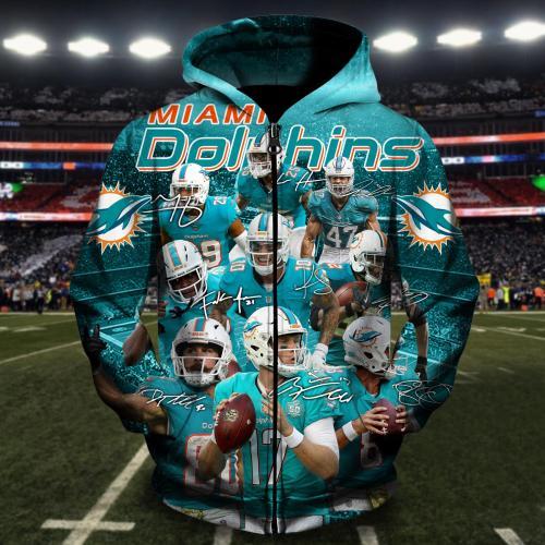 Men / Women Miami Dolphins 3D Zipper Hoodie, Miami Dolphins Zipper Hoodie, NFL Miami Dolphins Apparel V2