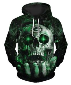 Official N.F.L.Green Bay Packers Team Pullover Neon Skull Hoodies/Custom 3D Neon Graphic Printed Double Sided All Over Official Packers Logos & In Packers Team Colors/Warm Premium Official N.F.L.Packers/Trendy New Team Pullover Pocket Hoodies