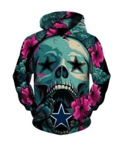 Men / Women Dallas Cowboys 3D Skull Flower Hoodie, Dallas Cowboys Hoodie, NFL Dallas Cowboys Apparel