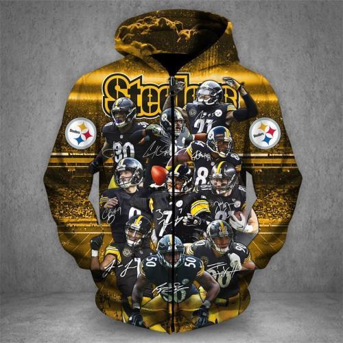 Men / Women Pittsburgh Steelers 3D Zipper Hoodie, Pittsburgh Steelers Zipper Hoodie, NFL Pittsburgh Steelers Apparel V2